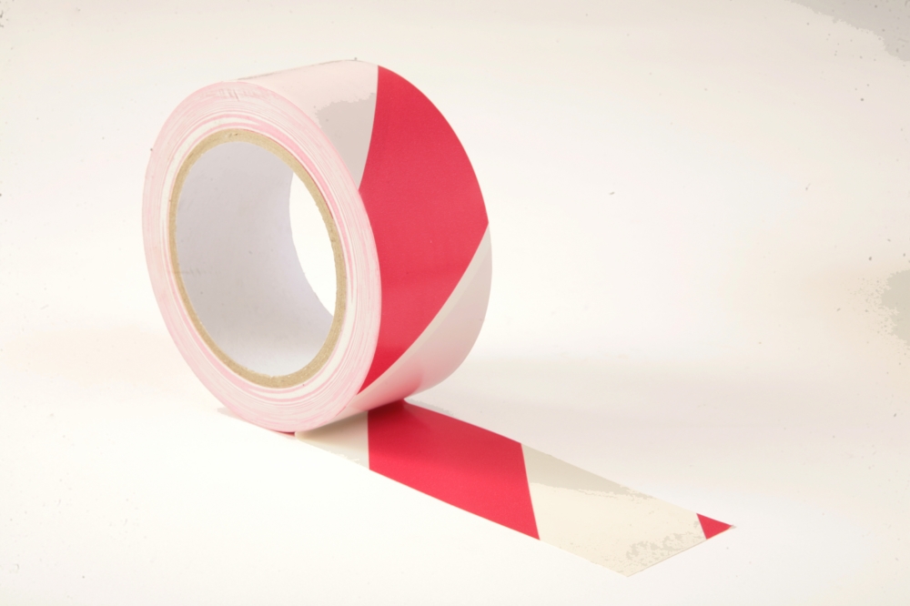 Hazard Warning Tape (Sticky) Red & White